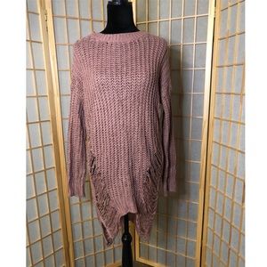 Mauve Knit Sweater Dress